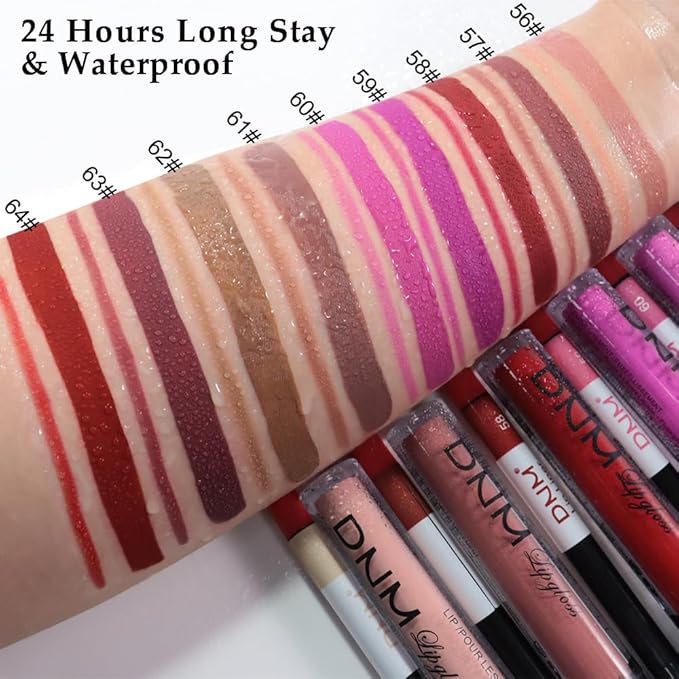 AMY'S DIARY 2Pcs Red Matte Lip Liner and Lipstick Makeup Set, Reds Lip Stain Lip Gloss Matt Liquid Lipstick 24H Long Lasting lapiz labiales mate 24 horas originales larga duracion (Red 58#)