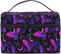Goth Makeup Bag, Purple Bat Gothic Butterfly Makeup Organizer Bags Toiletry Bag Box Travel Cosmetic Bag Make Up Train Case for Women Teen Girl Ladies