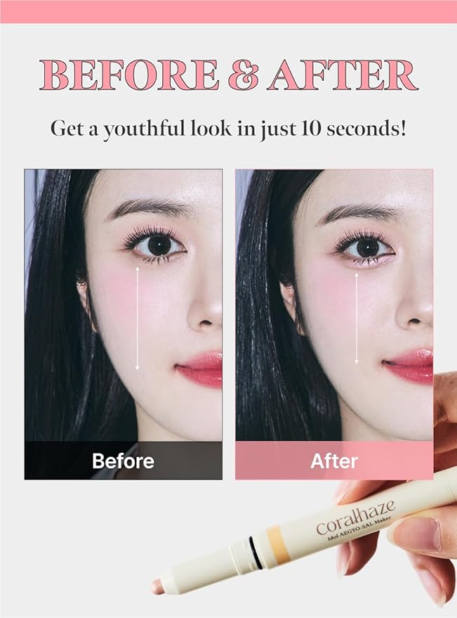 Idol AEGYO-SAL Maker 02 Sparkling Pink, 2-in-1 Under-Eye Highlighter and Contour Liner for Bright, Voluminous Eyes, Long-Lasting, Smudge-Proof Shimmer Stick with Natural Glow, Korean Beauty