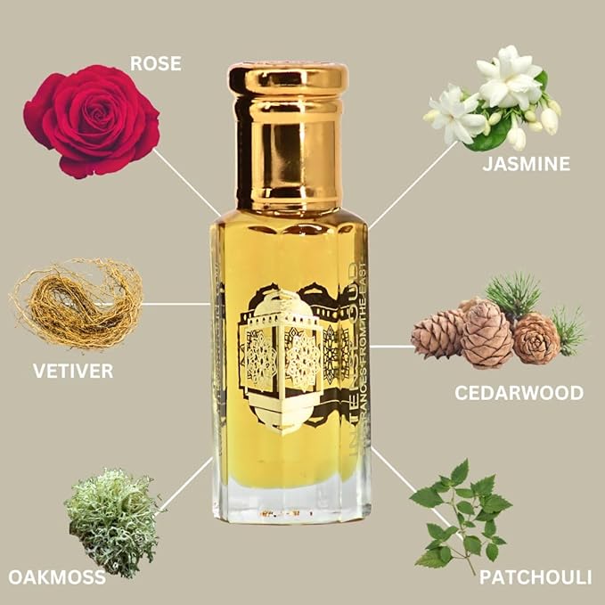 INTENSE OUD Rashid Al Layl Long Lasting Arabian Perfume Oils for Women 12ML (0.40 OZ) Fragrance Oil With Rose, Jasmine, Vetiver & Patchouli Notes - Concentrated Perfume Oil With Black Gift Box