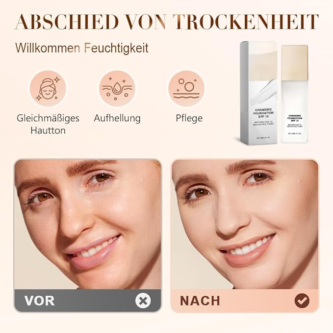 Color Changing Foundation for Mature Skin, Hydrating and Lightweight Liquid Foundations, Tone Suitable for All Skin Types (1 pcs)