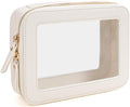 Clear Makeup Bag, Travel Cosmetic Organizer Case Waterproof Skincare Toiletry Bag with Zipper Portable Make Up Pouch Compact Car Organizer Bag for Essentials (Large White)