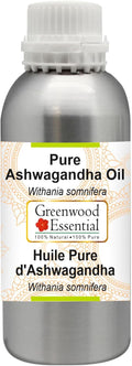 Greenwood Essential Ashwagandha Oil (Withania somnifera) | Infused | Pure | Non-Sticky | Lightweight | Ayurvedic | For Body Massage | Men & Women | 300ml (10 oz)