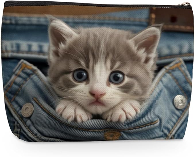 Cute Cat Makeup Bag, Large Capacity Travel Makeup Case Cosmetic Bags for Women, Portable Pouch Purse Travel Essentials Toiletries Accessories, Christmas Birthday Gifts for Women