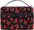Butterfly Makeup Bag, Black Makeup Organizer Bags Toiletry Bag Box Travel Cosmetic Bag Make Up Train Case for Women Teen Girl Ladies