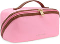 Travel Makeup Bag – Large Cosmetic Organizer with Waterproof Nylon, Smooth Double Zipper & Tear-Resistant Lining, Toiletry Pouch for Women (Pink)