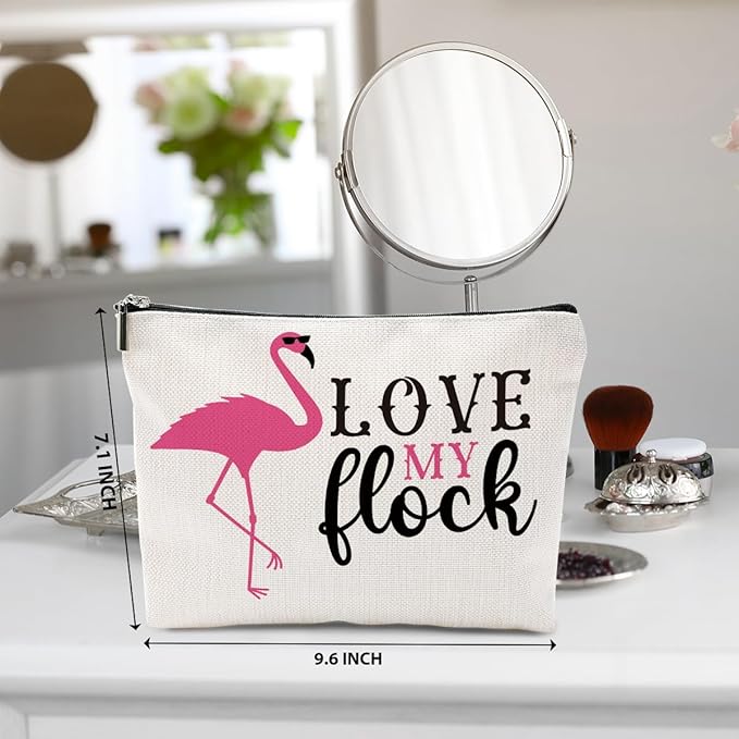 Flamingo Makeup Bag - Animal Lover Gifts for Women, Teacher, Coworker - Summer Cosmetic Toiletry Bag for Graduation, Birthday