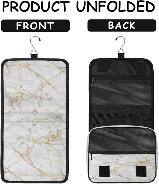 Travel Toiletry Bag for Women & Men Abstract Rose Gold Marble Hanging Cosmetic Organizer Portable Waterproof Makeup Case Make Up Bag with Compartments Travel Essentials for Bathroom Shower