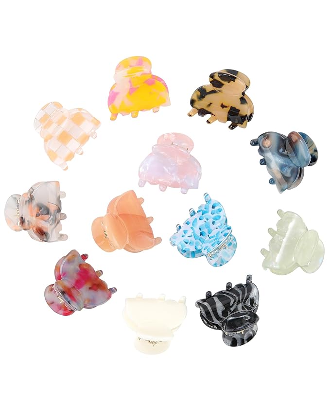Claw Jaw Hair Clips 12PCS Small for Thin Hair Styling Mini Accessories Classic Clamp for Women Girls