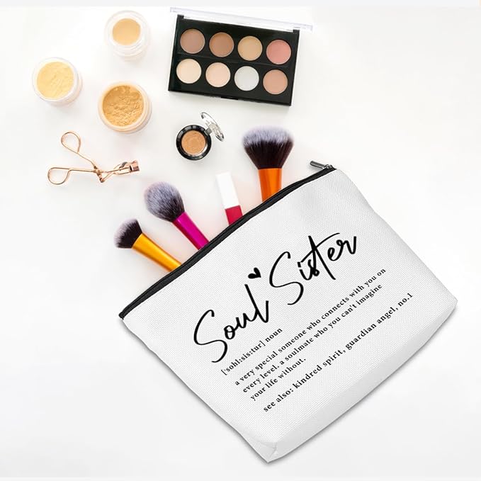 Soul Sister Gifts for Women Makeup Bag Best Friend Birthday Gifts Sister Gifts Cosmetic Bag Friendship Gifts Bestie Gifts for Women Girls Cousin Travel Toiletry Bag Christmas Graduation Gifts