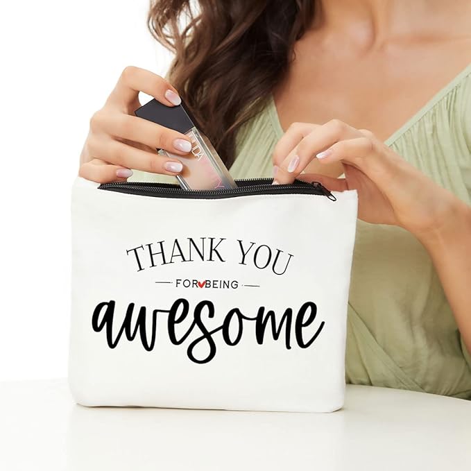 Inspirational Gifts for Women, Positive Inspirational Quotes Makeup Bag - Uplifting Encouragement Gifts for Women, Girls, Teens, Daughter, BFF, Best Friend ?Thank You for Being Awesome Makeup Bag