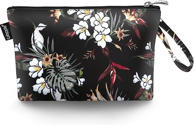 Gloppie Makeup Bag Small Cosmetic Bag for Purse Portable Travel Makeup Pouch for Women White Flower