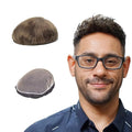 Lordhair Toupee for Men European human hair Full French Lace Hairpieces，Base Size 8x10 inch Hair Replacement System for Men Natural Hairline Human Hair Wig#7Light Brown