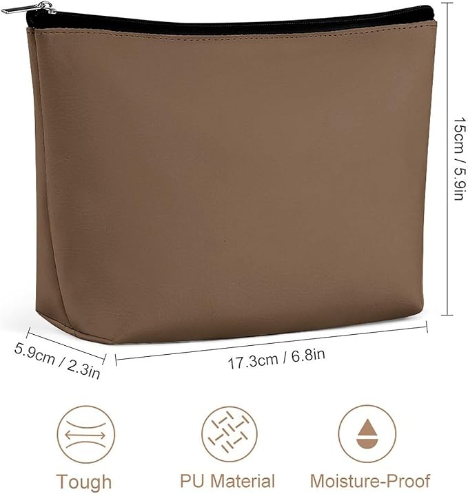 Personality Fashion Zipper Cosmetic Case, Portable Makeup Case, Toiletry Bag, Brown Travel Cosmetic Toiletry Bag
