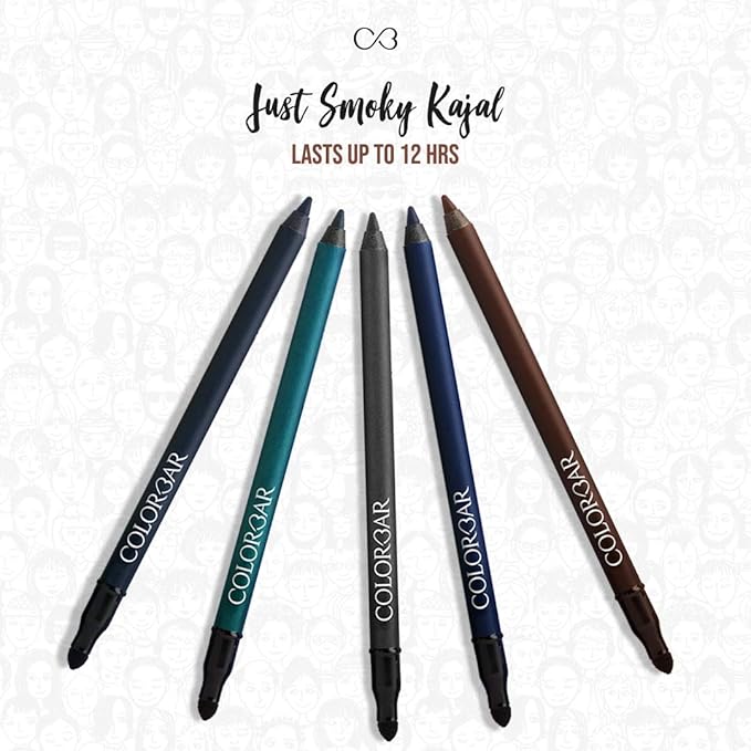 Colorbar Just Smoky Eye Pencil - Eyeliner Pencil with Built-in Smudger - Waterproof Formula - Matte Finish - 005 Just Blue - 0.04 oz