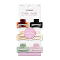 Gimme Beauty Fine Hair - Small Rectangle Claw Clips - Mini Claws for Fine & Thin Hair - Designer Non-Slip Accessories - Minimal Clip Multi-Pack for Teens - Assorted Colors, 6 Pack