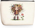 Cute Girl Makeup Bag, Flower Large Capacity Travel Makeup Case Cosmetic Bags for Women, Portable Pouch Purse Travel Essentials Toiletries Accessories, Christmas Birthday Gifts for Women