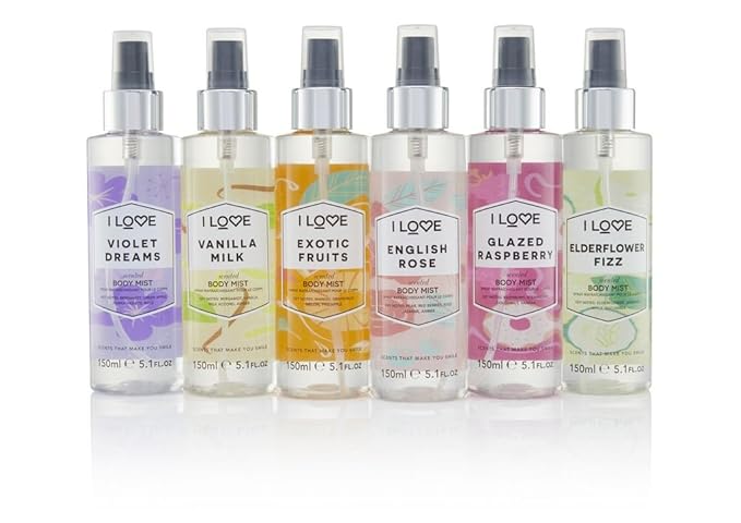 I Love Glazed Raspberry Scented Body Mist - Body Mist Fragrance - Long Lasting Body Spray with Natural Fruit Extracts - Raspberry and Vanilla - 5.1 oz
