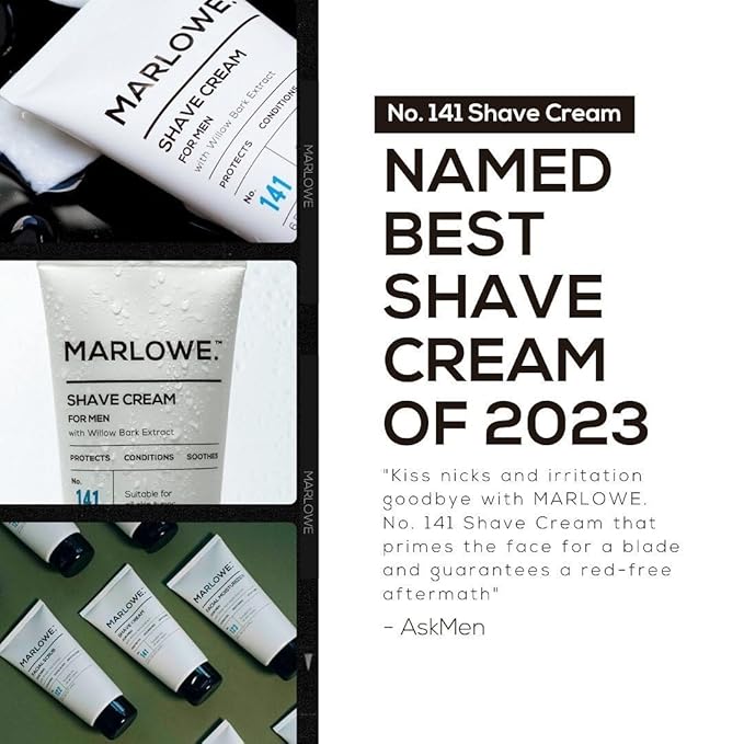 MARLOWE. No. 141 Shave Cream 6 oz, Conditioning Shaving Cream with Shea Butter & Coconut Oil, Smooths & Protects for a Close Shave, Aloe Citron Scent