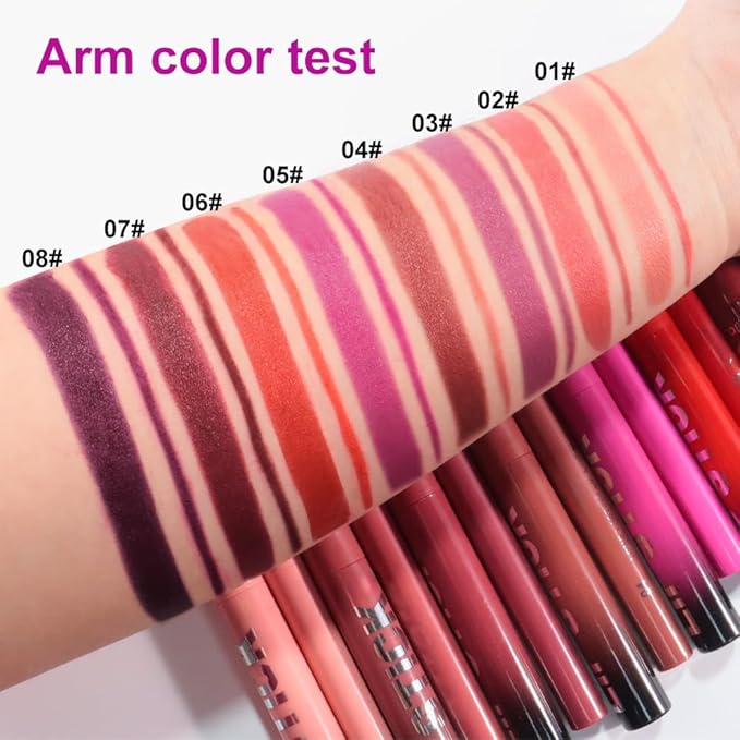2Pcs 2 in 1 Matte Rose Lip Liner and Lipstick Combo Set for Women,Lipstick Stain Lip Liner for Daily & Party Long Lasting Waterproof Smudge Proof 24 Hour Full Coverage Vegan Lip Makeup Kit