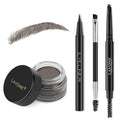 LAVONE Eyebrow Stamp Pencil Kit for Eyebrows, Makeup Brow Stamp Trio Kit with Waterproof Eyebrow Pencil, Eyeliner, Eyebrow Pomade, and Dual-ended Eyebrow Brush - Ebony