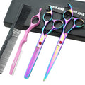 7.0 Inches Professional hair cutting thinning scissors set with razor (Rainbow)