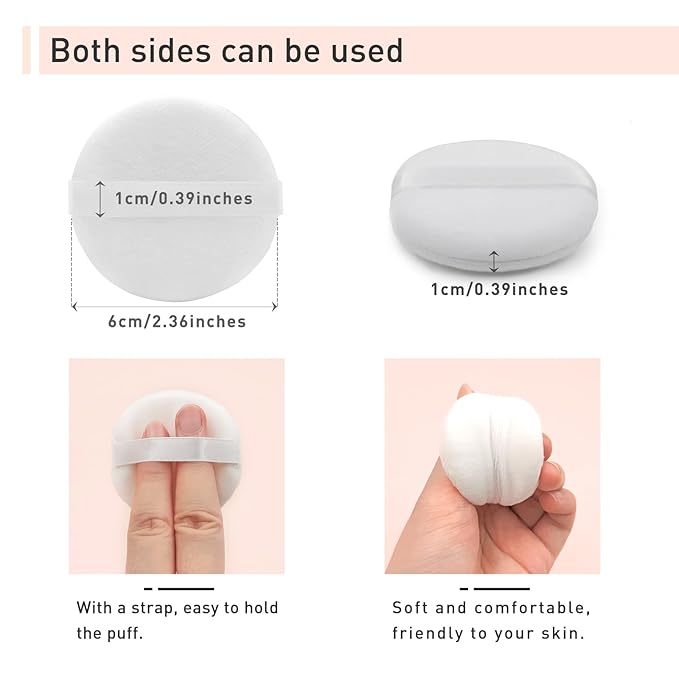 12 PCS Cotton Powder Puff, Face Puff Makeup Puffs Pads, Velour Puff Round Fluffy Puffs for Loose Powder Foundation (Nude)