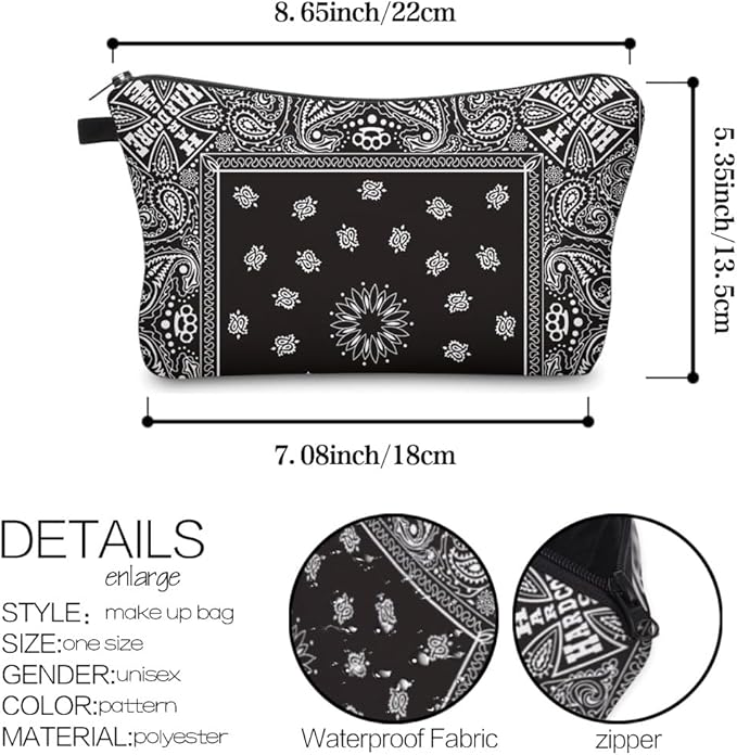 Small Makeup Bag Cosmetic Bag for Women, Pretty Design Organizer Case with Zipper Closure, Lightweight and Water-Resistant Make Up Bag - 8.65"x 5.35" x 7.08"（Mandala Flowers）
