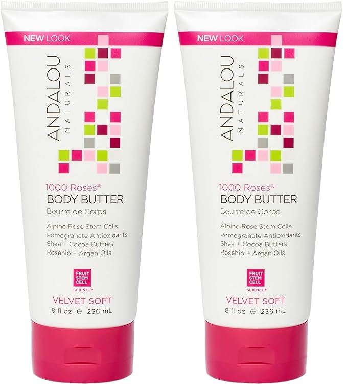 Andalou Naturals Body Btr, 1000 Roses, Velvet Soft, 8 Fl Oz (Pack of 2)