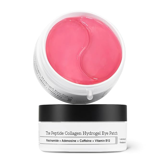 COSRX Pink Peptides Collagen Hydrogel Eye Patch for Puffy Eyes and Dark Circles, Under Eye Mask, 60 Under Eye Patches, Korean Skin Care, Stocking stuffers for women