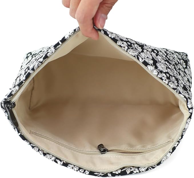 Floral Jacquard Makeup Bag - Large Capacity Cosmetic Pouch for Travel, Toiletry Organizer with Zipper, Perfect for Daily Use & Gifts, Stylish Make Up Organizer, Purses for Women Clearance
