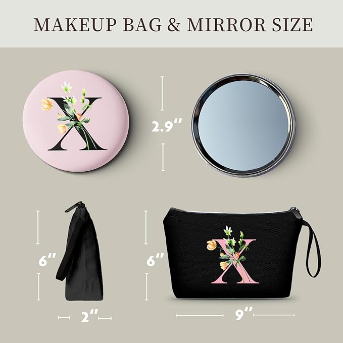 Birthday Friendship Womens Bridesmaid Proposal Coolest Gifts for Sister Teacher Coworkers Bride Personalized Travel Makeup Cosmetic Bag with Mirror Valentines Mothers Day Christmas Graduation X