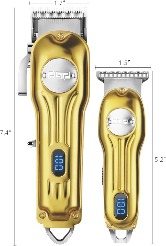 DSP Professional Hair Clipper for Men, Clipper and Trimmer Set - Electric Clipper for Hair Cutting, Cordless Barber Clipper Set with LED Display for Men Gift (Gold)
