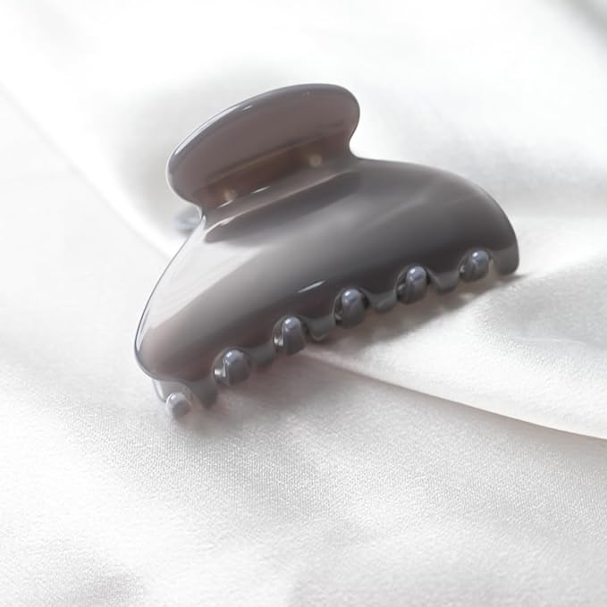 Handmade Celluloid Acetate French Design Barrettes Tortoise Shell Claws Hair Claw Luxury Fashion Accessories Hair Clip for Women (silver grey)