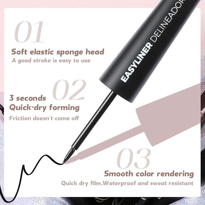 MAEPEOR Ultra-Fine Liquid Eyeliner Black High-Pigmented Matte Eyeliner Pen Stay All Day Makeup with Fine Brush Tip (M01 Black)
