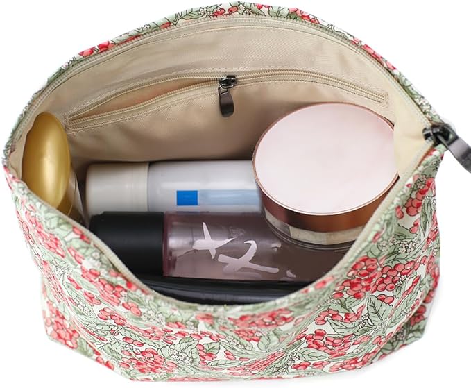 Cotton Printed Makeup Bag - Large Capacity Travel Cosmetic Pouch & Toiletry Organizer with Zipper, Perfect for Daily Use, Makeup Storage, or Gift Ideas