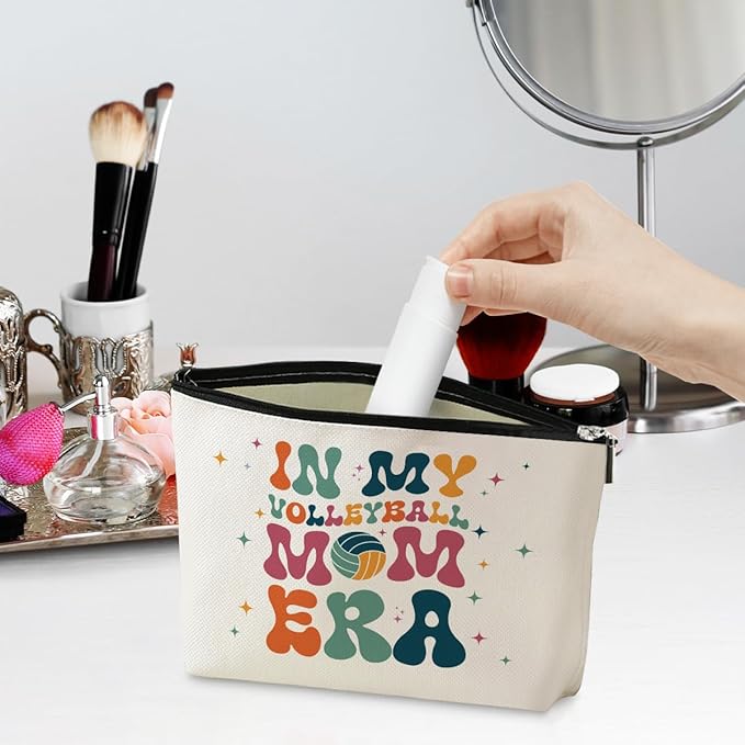 Volleyball Mom Cosmetic Bag in My Mom Era Travel Makeup Bag Mom Gifts Mother Gifts Volleyball Stuff Organizer Bag Volleyball Gifts for Mom Mam Mother Mommy Mama Women Female Mothers Day Birthday