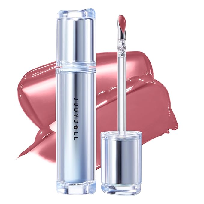 JUDYDOLL Ice Watery Lip Gloss- Long Lasting & Transfer-Proof, Infused with 86% Essence with Ice Iron Applicator, Non-Sticky Glossy Finish for Daily Wear, Mirror Lip Glazes, Moisturizing Plumping Gloss