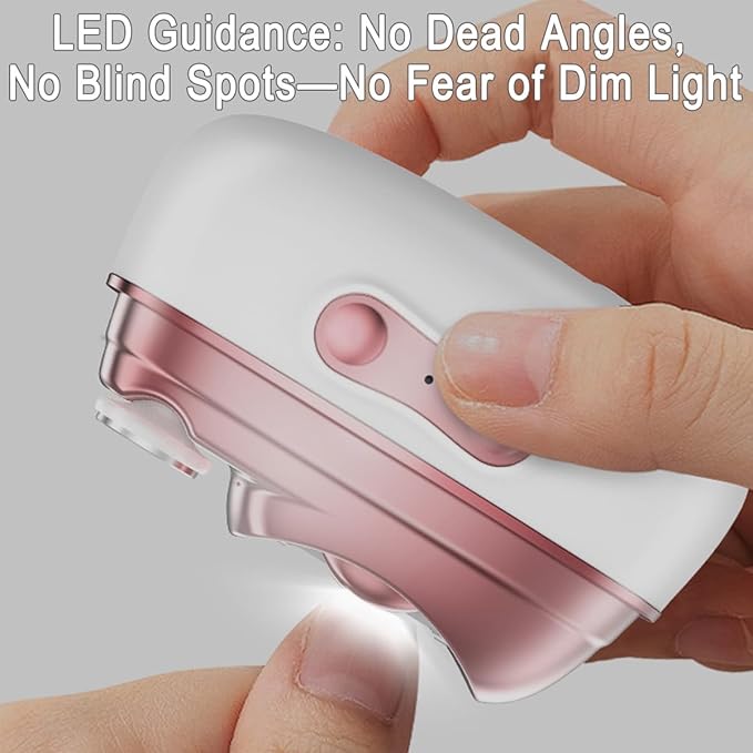 4-in-1 Electric Nail Care Kit for Senior Women, Easy-Grip Rechargeable Nail Clipper & File with Gentle Grinding Heads, and UV Lamp, Manicure Tool for Thick Nails & Steady Hands (White)