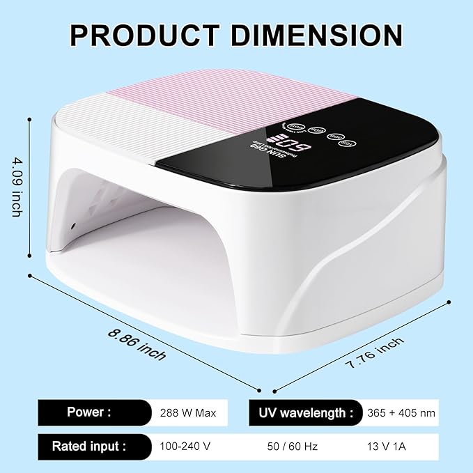 LIMEGIRL UV LED Nail Lamp Kit for Gel Polish Professional Fast Curing White Dryer Light Set with 45PCS Lamp Beads and Gloves and Auto Sensor Cordless Rechargeable Nail Art Cure Machine for Manicure