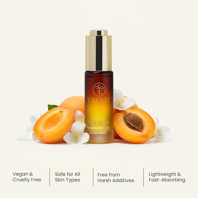 SilkBrow by E’Luxxe – Luxury Eyebrow Growth & Conditioning Oil with Castor & Apricot Oils, Biotin & Silk Proteins – Nourishing Elixir for Softer, Healthier Brows & Post-Lamination Care (15ml)