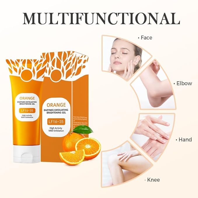 Orange Exfoliating Gel for Face and Body, 2025 New Deep Pore Orange Peeling Scrub, Cleaning Pores, Remove Blackheads Moisturize Cleansing (orange color, 2PCS)