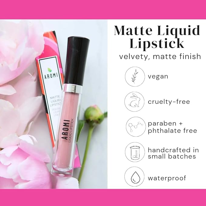 Aromi Sea Foam Matte Liquid Lipstick | Aqua, Aquamarine Lip Color, Blue Green, Smudge and Transfer Proof, Long-Lasting, Vegan, Cruelty-free, Handmade (Sea Foam)