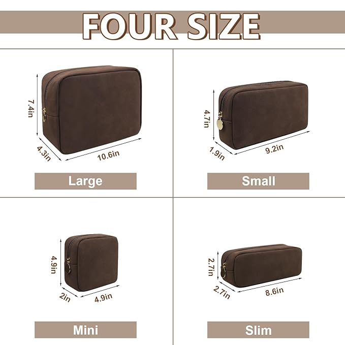 Waterproof Mini Makeup Bag for Purse,Small Cosmetic Pouch Suede Travel Toiletry Organizers Bag for Women Girls,Cute Zipper Preppy Coin Purse Sanitary Napkin Storage Bag for Work(Mini-Coffee)