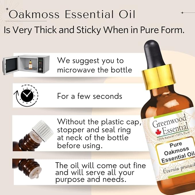 Greenwood Essential Oakmoss Essential Oil (Evernia prunastri) Pure | Viscous Texture | Rich Aroma | Unisex | All Skin Types |Natural Extract Steam Distilled 15ml (0.50 oz)