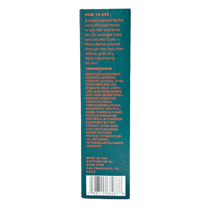 Barb Styling Cream for Women and Men - Soft Hold Hair Styling Cream for Curl Definition and Frizz Control - Lightweight, Natural Finish - Fragrance Free - 3 fl oz