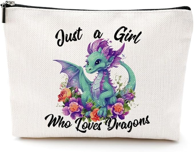 VICBOU Cute Dragon Makeup Bag Dragon Gifts for Women Girls Dragons Stuff Merch Funny Christmas Friendship Birthday Gifts for Teens Best Friend Daughter BFF Sister Who Loves Dragons Cosmetic Bag