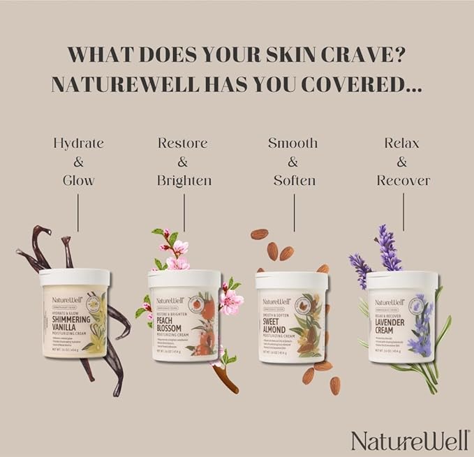 NATURE WELL Sweet Almond Smooth & Soften Gentle Moisturizing Cream For Face, Body, & Hands, Infused With Natural Oils & Extracts, Restores Skin Moisture Barrier, 16 Oz