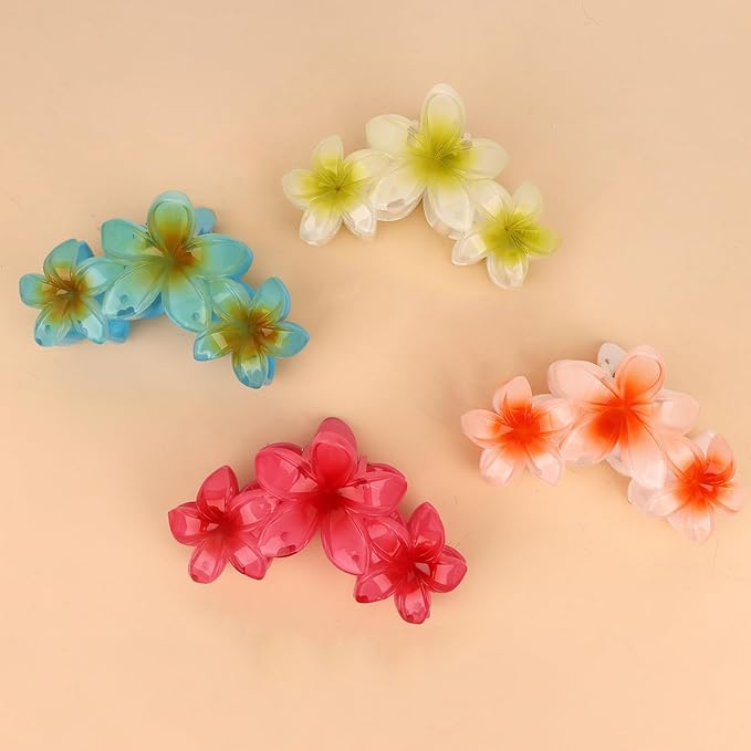 Ondder 4 Pcs Flower Hair Clips for Women Big Flower Claw Clips Large Matte Hair Clips for Thick Hair Non Slip Strong Hold Jaw Hair Clips for Women's Hair Flower Hair Accessories for Women Girls