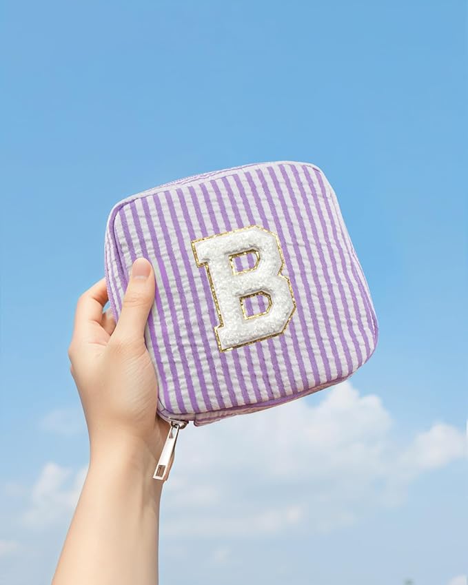LETGO Bridesmaid Gifts for Women - Cute Purple Makeup Bag for Women Friends | Make Up Cosmetic Travel Toiletry Bag for Bride Maid Matron of Honor Bridal Shower Personalized Bachelorette Gift